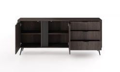 Długa komoda brązowa z szafkami i szufladami 195 cm AACHEN 3