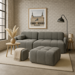 Szary duży puf modułowy