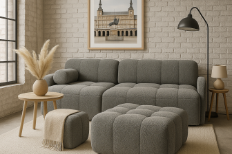 Szary duży puf modułowy