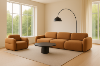 Musztardowy fotel modułowy