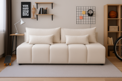 Beżowa kanapa do pokoju młodzieżowego