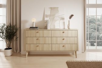 Komoda 6 szuflad wysoka na nogach dąb barista