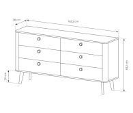 Komoda 6 szuflad wysoka dąb barista 163 cm VICTORIA 4