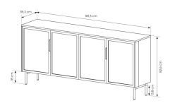 Komoda LED kaszmir z drzwiczkami z szybą ornamentową 181 cm HAMBURG 4