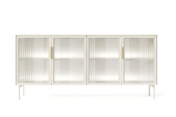 Komoda LED kaszmir z drzwiczkami z szybą ornamentową 181 cm HAMBURG 1