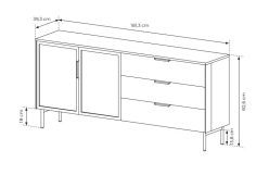 Komoda LED kaszmir z szufladami i szybą ornamentową 181 cm HAMBURG 3