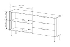 Komoda LED kaszmir z szufladami i szybą ornamentową 181 cm HAMBURG 4