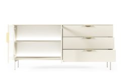 Komoda LED kaszmir z szufladami i szybą ornamentową 181 cm HAMBURG 1