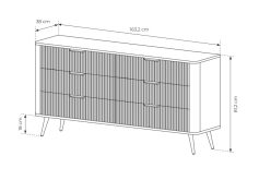 Zaokrąglona komoda beżowa na złotych nogach 163 cm MOCCA 4