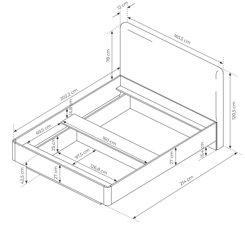 Łóżko z obłymi krawędziami dąb barista 160x200 VICTORIA 4