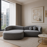 Mały szary narożnik półokrągły w designerskim stylu