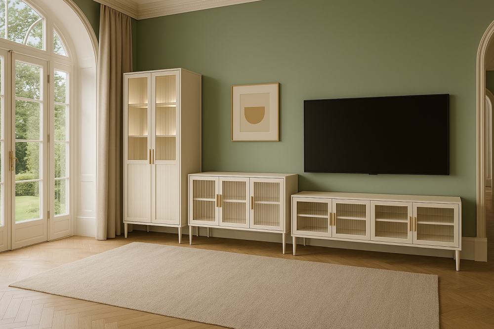 Meble z szybą ornamentową