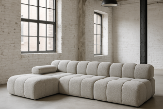 Szary narożnik modułowy w kształcie litery L