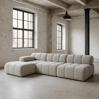 Szary narożnik modułowy w kształcie litery L