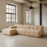 Beżowy narożnik modułowy w kształcie litery L