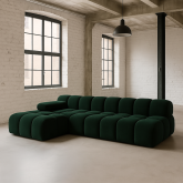 Ciemno zielony narożnik modułowy w kształcie litery L