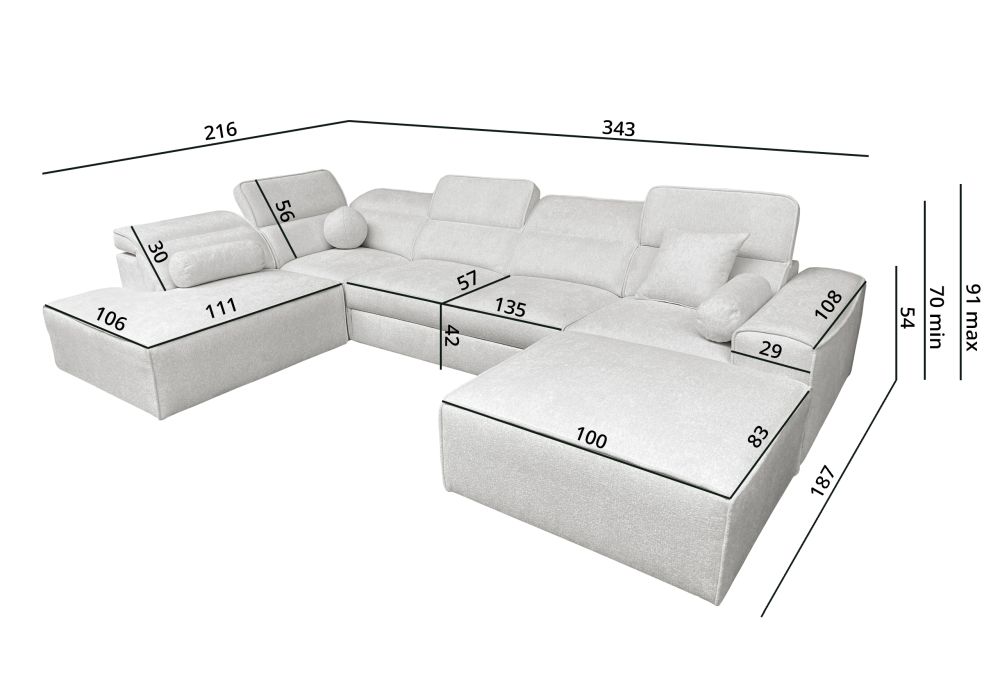 Narożnik U funkcją spania CHARLES 6 7