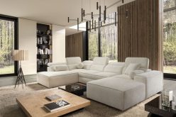 Ogromny jasny narożnik do salonu z funkcją spania codziennego