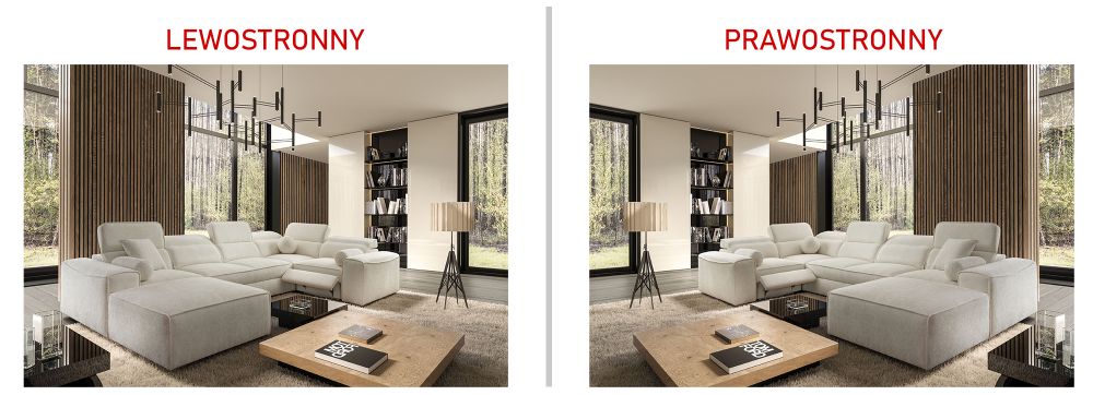 Narożnik U z podnóżkiem elektrycznym z funkcją spania CHARLES 4 8