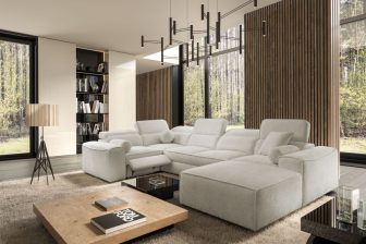 Olbrzymi narożnik U z podnóżkiem elektrycznym