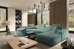 Wielki narożnik U z elektrycznie sterowanym podnóżkiem