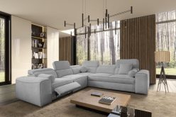 Jasnoszary narożnik z elektrycznym podnóżkiem