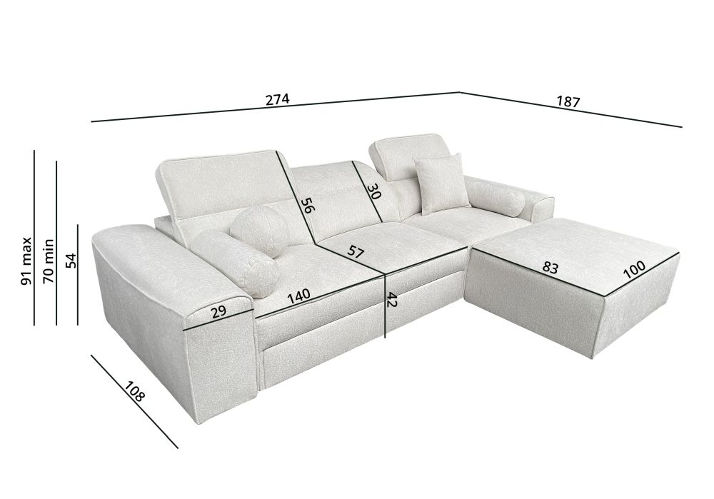 Narożnik z funkcją spania CHARLES 1 7