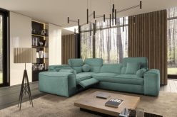 Ekskluzywna kanapa narożnika z elektrycznym podnóżkiem