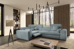 Ekskluzywna kanapa narożna z podnóżkiem elektrycznym