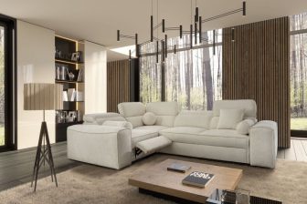 Kanapa narożna premium z elektrycznie rozkładanym podnóżkiem