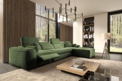 Komfortowy narożnik z rozkładanym podnóżkiem z funkcją spania