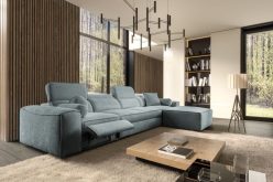 Nowoczesny narożnik z rozkładanym podnóżkiem klasy premium