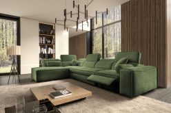 Bardzo miękki narożnik z wysuwanym podnóżkiem z funkcją spania