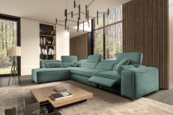 Szary narożnik z wysuwanym podnóżkiem do salonu i spania