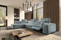 Nowoczesny narożnik z wysuwanym podnóżkiem rozkładany