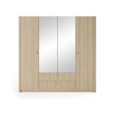 Duża szafa do sypialni z lustrem, szufladami i półkami