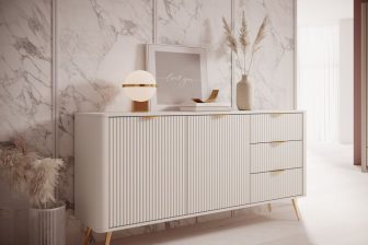 Półokrągła komoda beżowa mocca