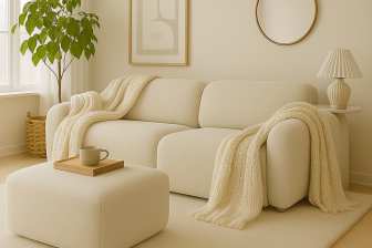 Beżowy puf modułowy