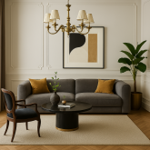 Szara sofa do pięknego miejsca