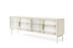 Szafka RTV na nogach kaszmir z oświetleniem LED z szybami ornamentowymi