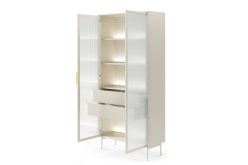 Witryna LED wysoka kaszmir z szybą ornamentową i szufladami HAMBURG 3