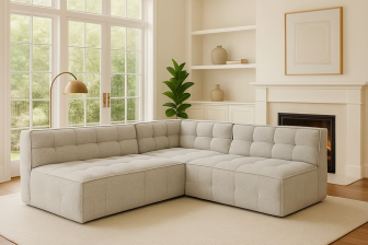 Szary narożnik z przeszyciami