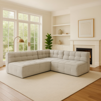 Szary narożnik z przeszyciami