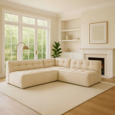 Beżowy narożnik z przeszyciami