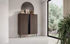 Wysoka komoda ciemny brąz na metalowych nogach