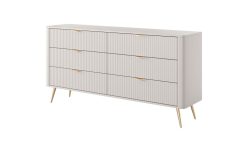 Zaokrąglona komoda beżowa na złotych nogach 163 cm MOCCA 1