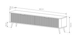 Czarna szafka RTV z zaokrąglonymi bokami 200 cm MOCCA 4