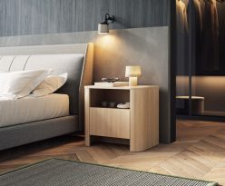 Stolik nocny z szufladą obłe ranty w kolorze dąb vicenzae