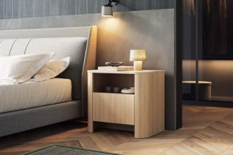 Stolik nocny z szufladą obłe ranty w kolorze dąb vicenzae