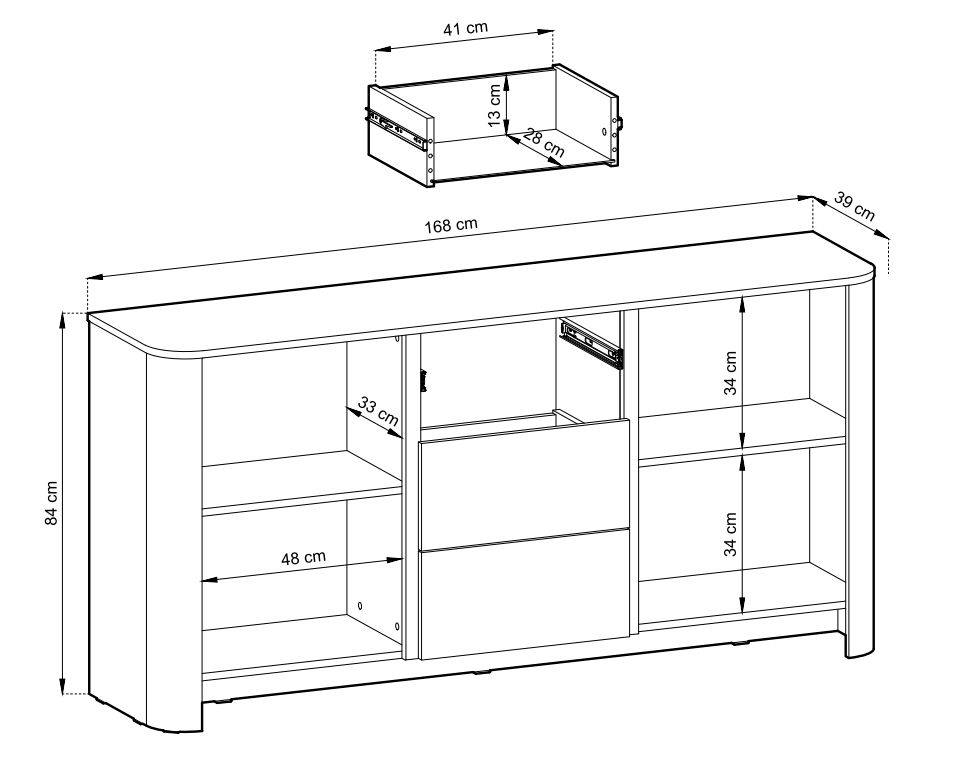 Dąb vicenza obła komoda szafki i szuflady 168 cm BALO 4